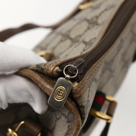 GUCCI GG Supreme Web Sherry Line Bag PVC 2way Beige Gold 41 02 039 Auth 142440