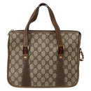 GUCCI GG Supreme Web Sherry Line Bag PVC 2way Beige Gold 41 02 039 Auth 142440-13