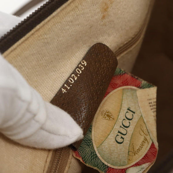 GUCCI GG Supreme Web Sherry Line Bag PVC 2way Beige Gold 41 02 039 Auth 142440