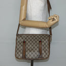 GUCCI GG Supreme Web Sherry Line Bag PVC 2way Beige Gold 41 02 039 Auth 142440-23