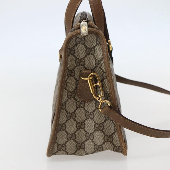 GUCCI GG Supreme Web Sherry Line Bag PVC 2way Beige Gold 41 02 039 Auth 142440