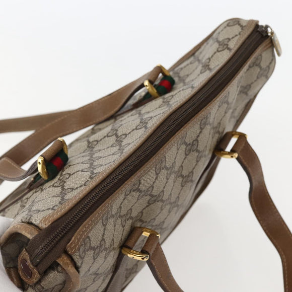 GUCCI GG Supreme Web Sherry Line Bag PVC 2way Beige Gold 41 02 039 Auth 142440