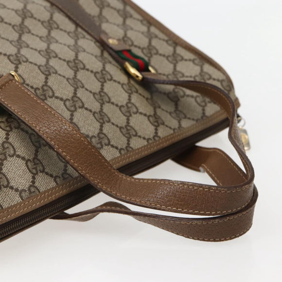 GUCCI GG Supreme Web Sherry Line Bag PVC 2way Beige Gold 41 02 039 Auth 142440