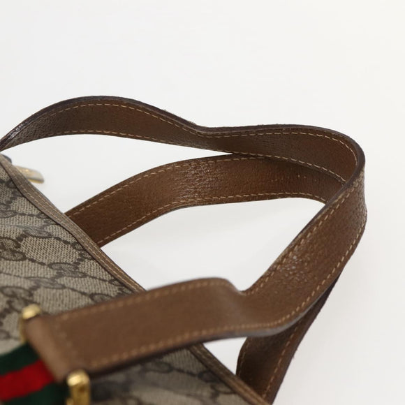 GUCCI GG Supreme Web Sherry Line Bag PVC 2way Beige Gold 41 02 039 Auth 142440