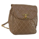 CHANEL Matelasse Backpack Coated Canvas Brown Gold CC Auth 142441-1