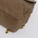 CHANEL Matelasse Backpack Coated Canvas Brown Gold CC Auth 142441-14