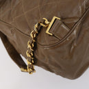 CHANEL Matelasse Backpack Coated Canvas Brown Gold CC Auth 142441-17