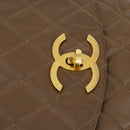 CHANEL Matelasse Backpack Coated Canvas Brown Gold CC Auth 142441-18