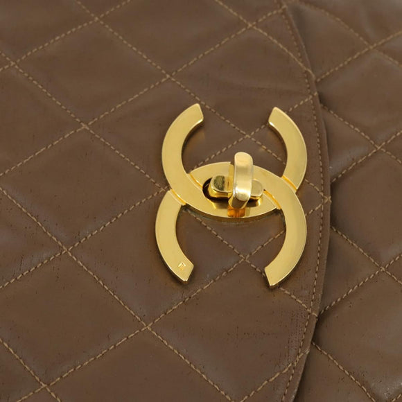 CHANEL Matelasse Backpack Coated Canvas Brown Gold CC Auth 142441