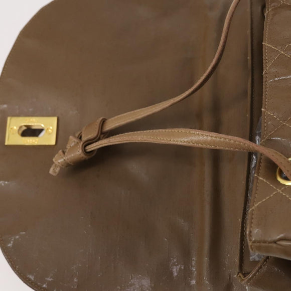 CHANEL Matelasse Backpack Coated Canvas Brown Gold CC Auth 142441