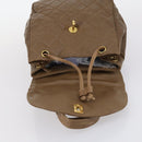CHANEL Matelasse Backpack Coated Canvas Brown Gold CC Auth 142441-19