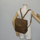 CHANEL Matelasse Backpack Coated Canvas Brown Gold CC Auth 142441-24