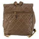 CHANEL Matelasse Backpack Coated Canvas Brown Gold CC Auth 142441-2