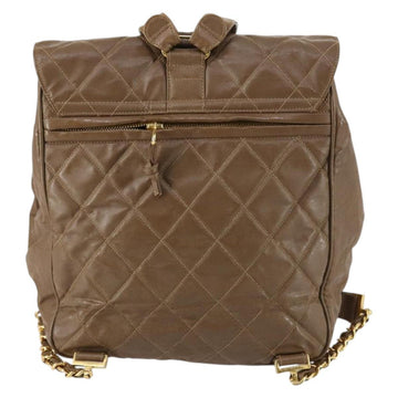 CHANEL Matelasse Backpack Coated Canvas Brown Gold CC Auth 142441 - 0