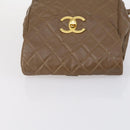 CHANEL Matelasse Backpack Coated Canvas Brown Gold CC Auth 142441-6