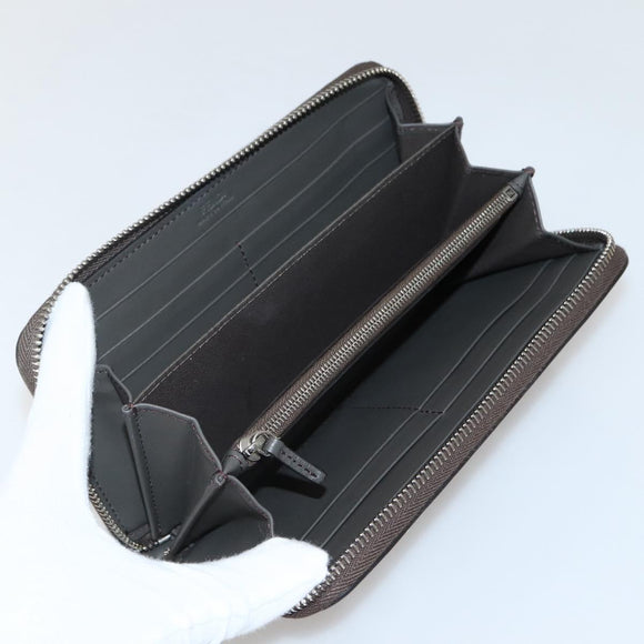 FENDI Hypnotize Long Wallet Leather Gray Auth 142443M