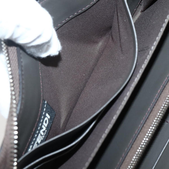 FENDI Hypnotize Long Wallet Leather Gray Auth 142443M