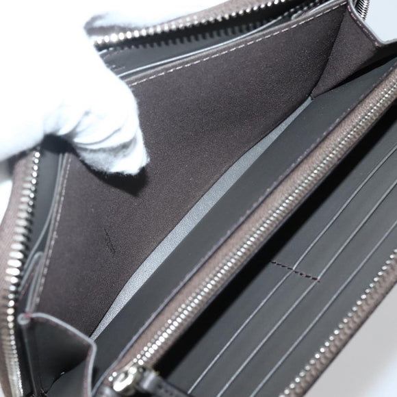 FENDI Hypnotize Long Wallet Leather Gray Auth 142443M