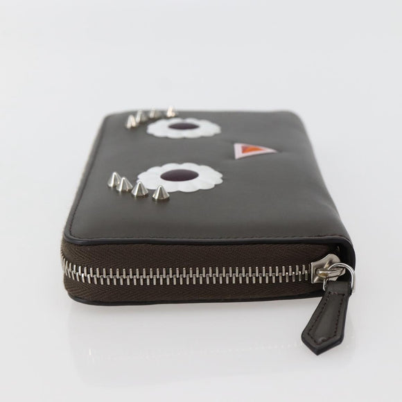 FENDI Hypnotize Long Wallet Leather Gray Auth 142443M