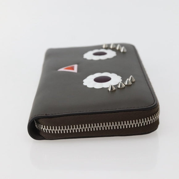 FENDI Hypnotize Long Wallet Leather Gray Auth 142443M