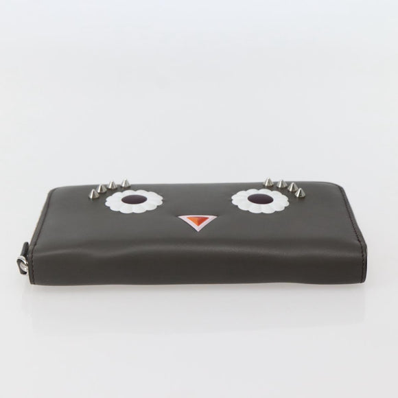 FENDI Hypnotize Long Wallet Leather Gray Auth 142443M