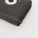 FENDI Hypnotize Long Wallet Leather Gray Auth 142443M-14
