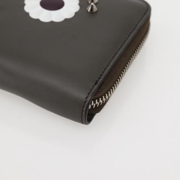 FENDI Hypnotize Long Wallet Leather Gray Auth 142443M