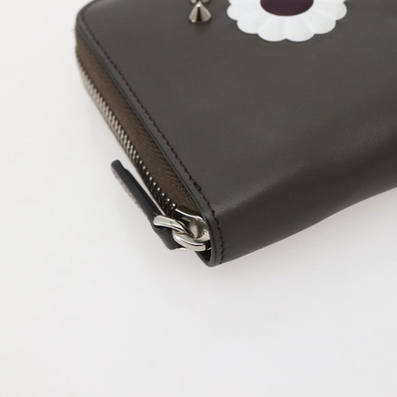 FENDI Hypnotize Long Wallet Leather Gray Auth 142443M