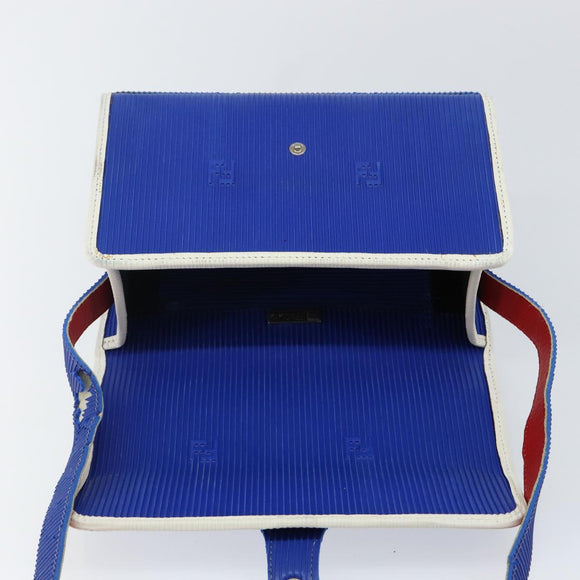 FENDI Shoulder Bag Rubber Blue Silver Auth 142445