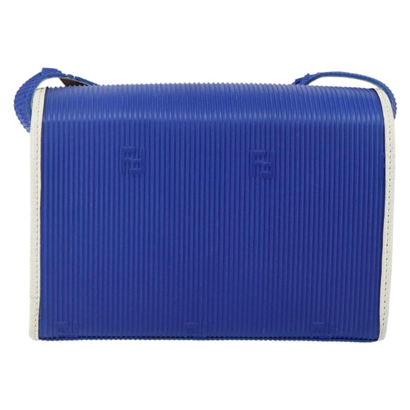 FENDI Shoulder Bag Rubber Blue Silver Auth 142445