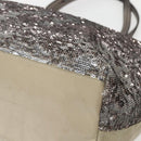 Salvatore Ferragamo Vala Tote Bag Sequin Silver Auth 142446-10