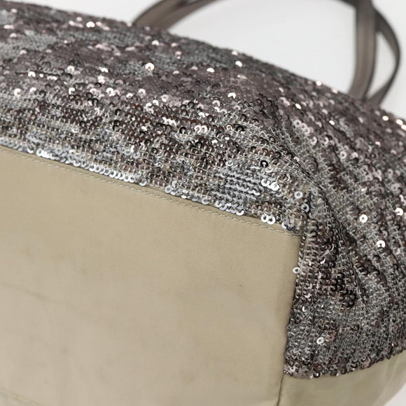 Salvatore Ferragamo Vala Tote Bag Sequin Silver Auth 142446