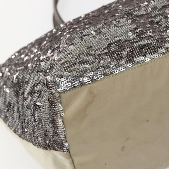 Salvatore Ferragamo Vala Tote Bag Sequin Silver Auth 142446