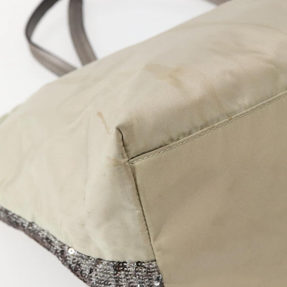 Salvatore Ferragamo Vala Tote Bag Sequin Silver Auth 142446