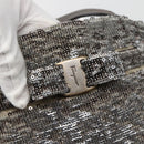 Salvatore Ferragamo Vala Tote Bag Sequin Silver Auth 142446-14