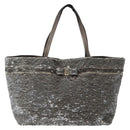 Salvatore Ferragamo Vala Tote Bag Sequin Silver Auth 142446-2