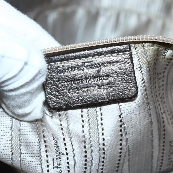 Salvatore Ferragamo Vala Tote Bag Sequin Silver Auth 142446