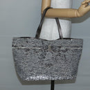 Salvatore Ferragamo Vala Tote Bag Sequin Silver Auth 142446-22
