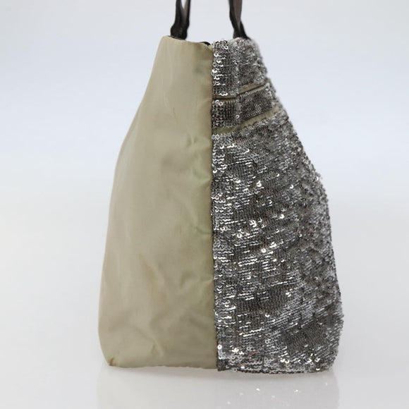 Salvatore Ferragamo Vala Tote Bag Sequin Silver Auth 142446