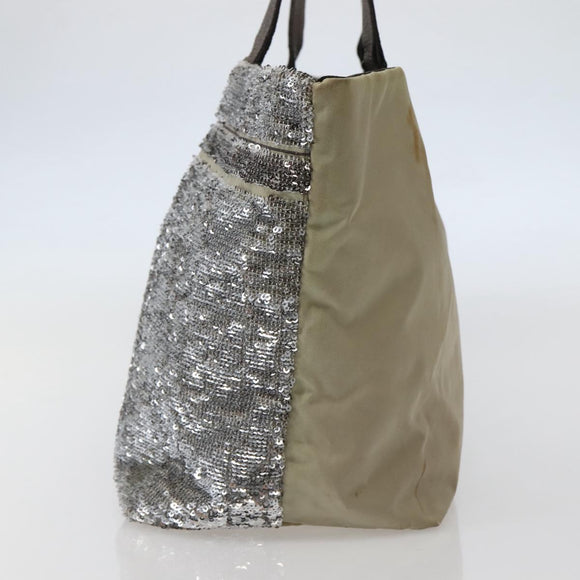 Salvatore Ferragamo Vala Tote Bag Sequin Silver Auth 142446