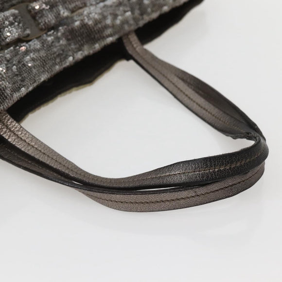 Salvatore Ferragamo Vala Tote Bag Sequin Silver Auth 142446