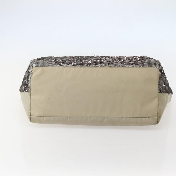 Salvatore Ferragamo Vala Tote Bag Sequin Silver Auth 142446