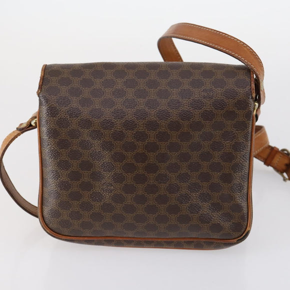 CELINE C Macadam Canvas Shoulder Bag PVC Leather 3 Set Brown Gold Auth 142449
