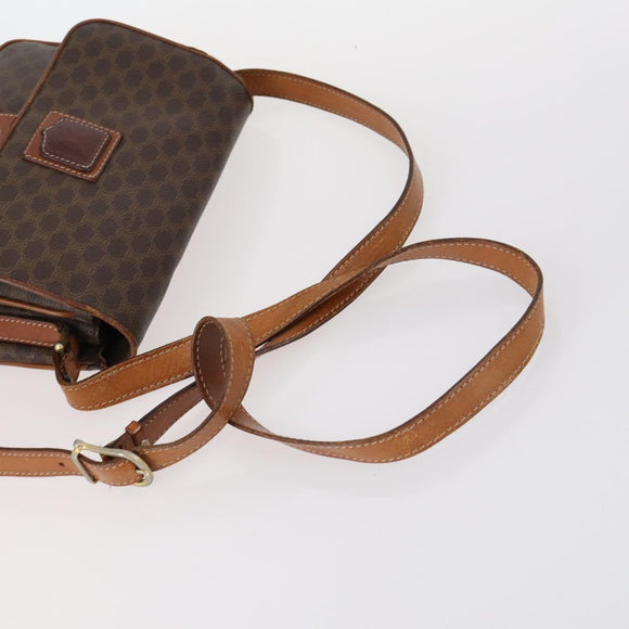 CELINE C Macadam Canvas Shoulder Bag PVC Leather 3 Set Brown Gold Auth 142449