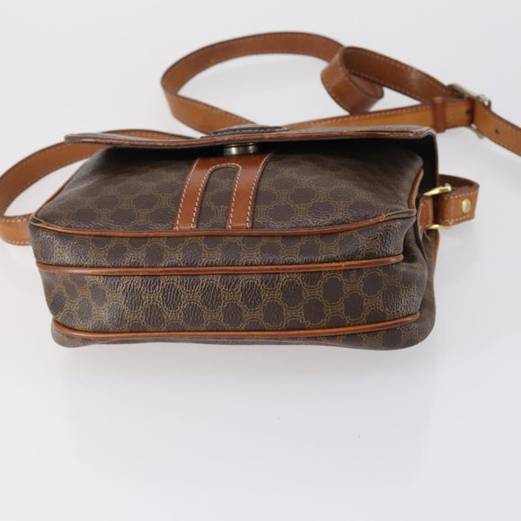 CELINE C Macadam Canvas Shoulder Bag PVC Leather 3Set Brown Gold Auth 142449