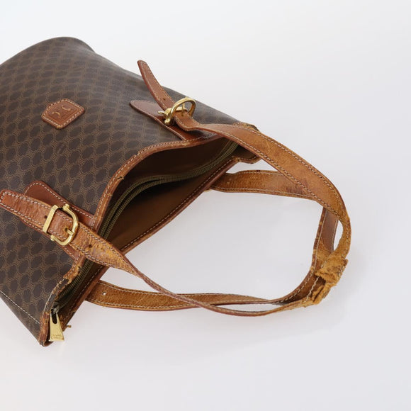 CELINE C Macadam Canvas Shoulder Bag PVC Leather 3Set Brown Gold Auth 142449