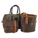 CELINE C Macadam Canvas Shoulder Bag PVC Leather 3 Set Brown Gold Auth 142449-1