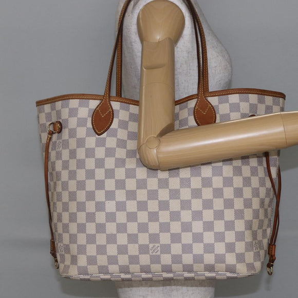 LOUIS VUITTON Damier Azur Neverfull MM Tote Bag N41605 LV Auth 142487