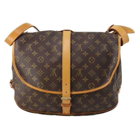 LOUIS VUITTON Monogram Saumur 35 Shoulder Bag M42254 LV Auth 142507