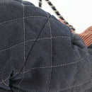 CHANEL Chain Tote Bag Denim Blue Silver CC Auth 142514V-17